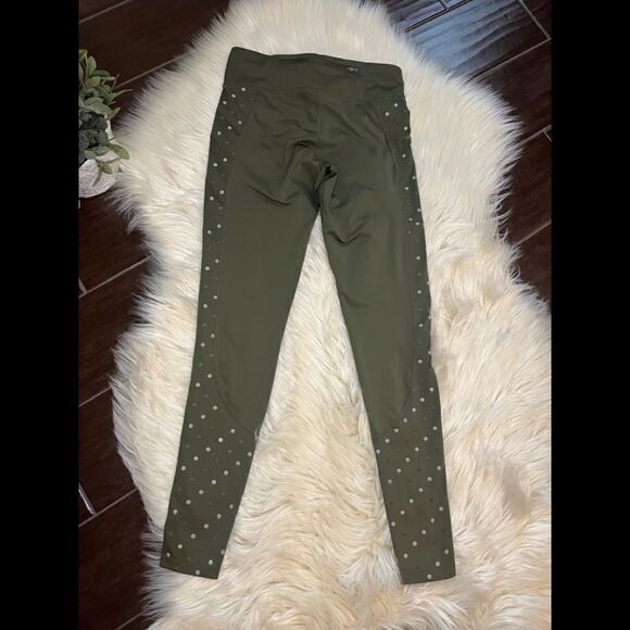 Nike dri fit flash running leggings olive green polka dot sz XS - Picture 6 of 9
